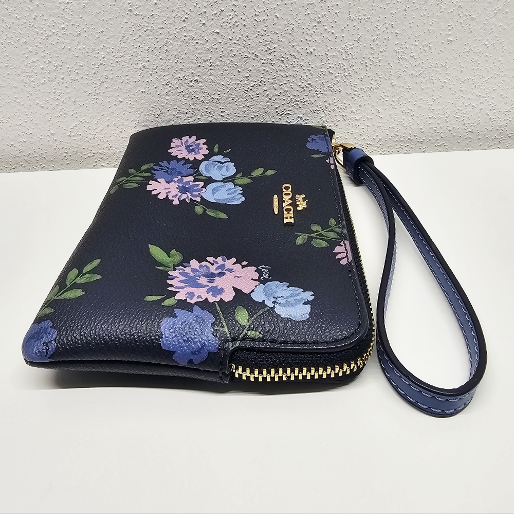 Coach Floral Corner Zip Wristlet - Picture 8 of 12